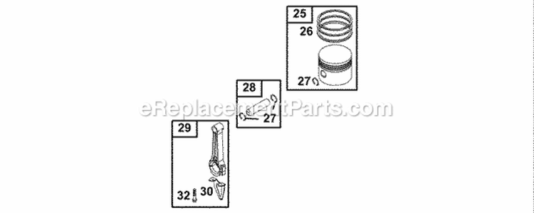 Piston Group Diagram and Parts List for  Briggs and Stratton Engine